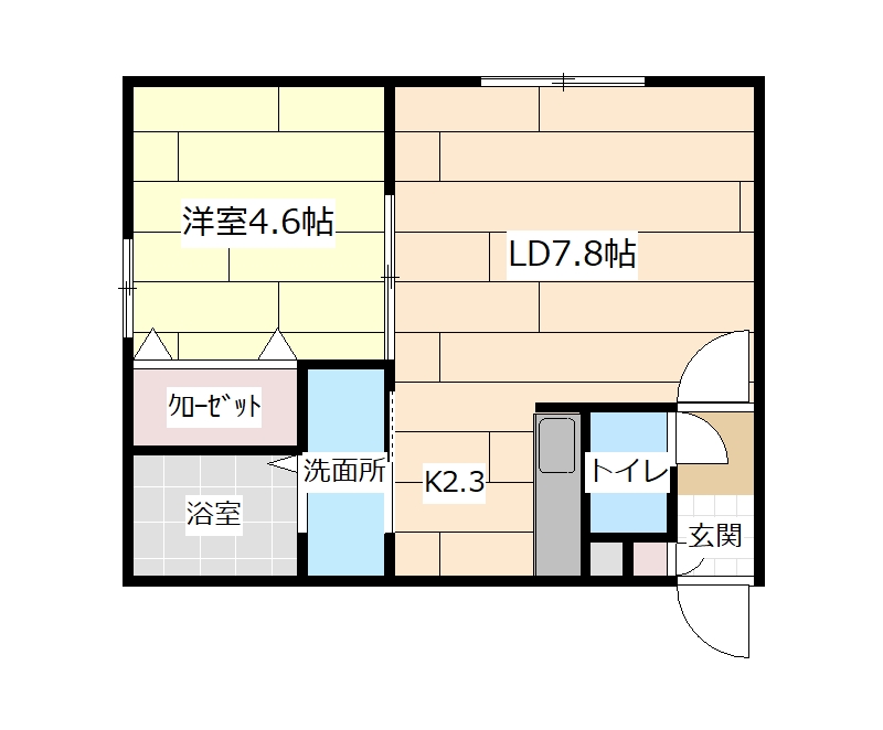 江別市上江別東町のアパートの間取り