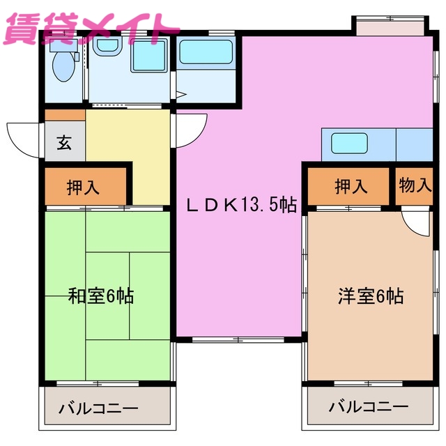 津市栄町のマンションの間取り