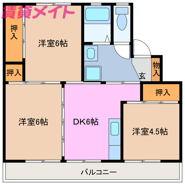 伊勢市佐八町のマンションの間取り