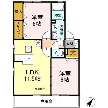 安芸郡府中町城ケ丘のアパートの間取り