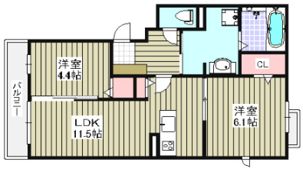 高石市東羽衣のアパートの間取り