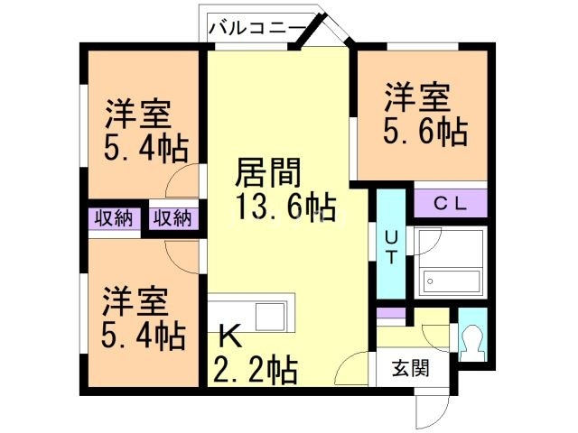 札幌市西区山の手七条のマンションの間取り