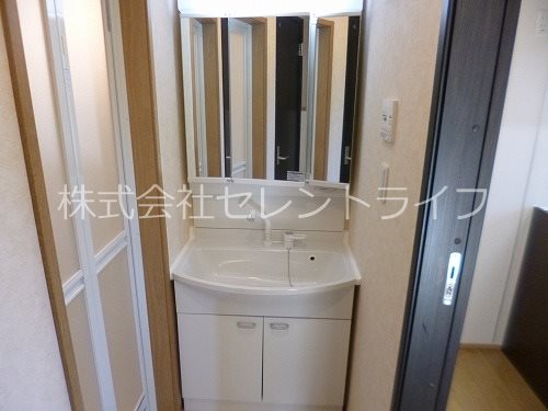 洗面設備　シャワー付き3面鏡化粧台