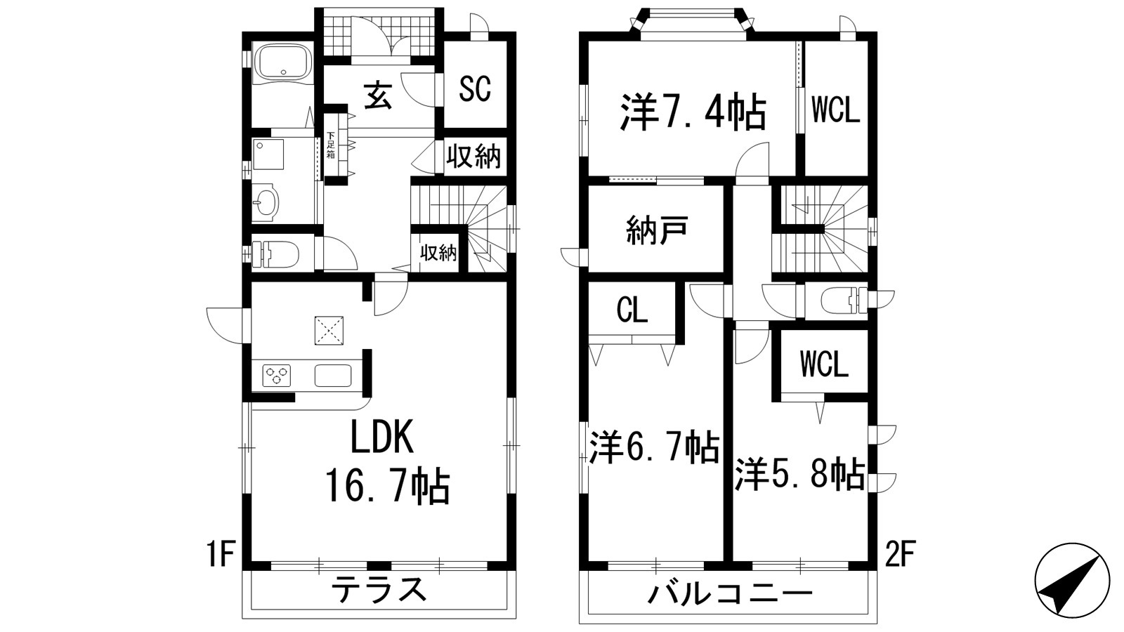 野上3丁目戸建貸家の間取り写真