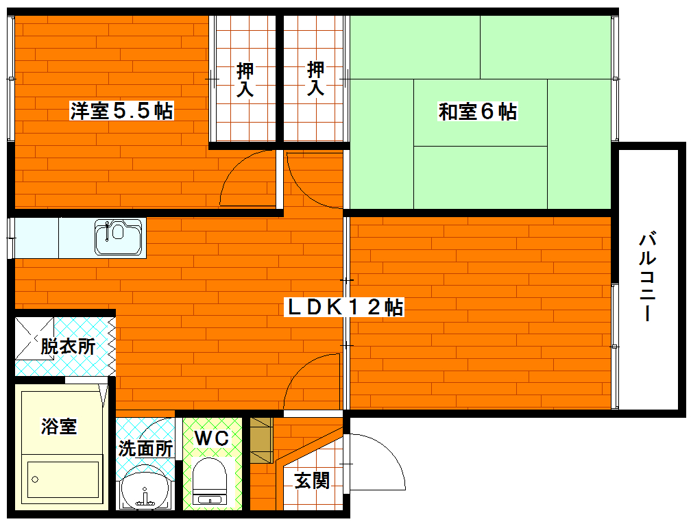 広島市佐伯区利松のアパートの間取り