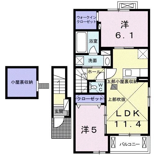 八代市松崎町のアパートの間取り