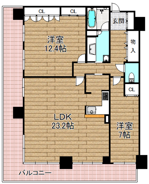 高槻市白梅町のマンションの間取り