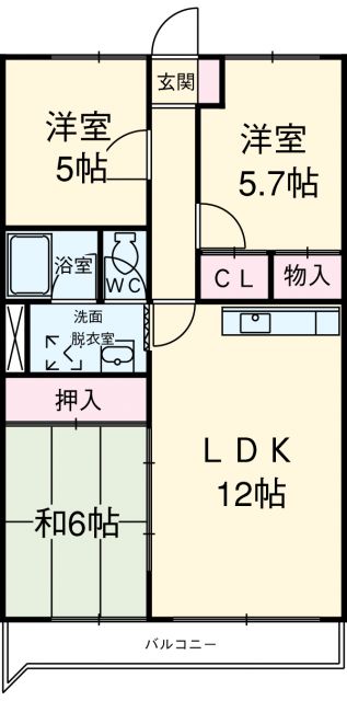 名古屋市守山区喜多山のマンションの間取り