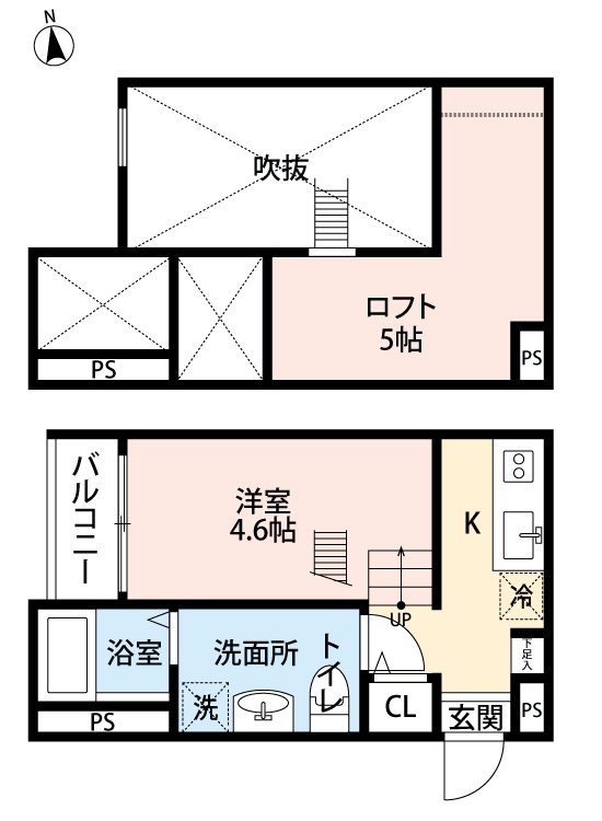 名古屋市瑞穂区浮島町のアパートの間取り