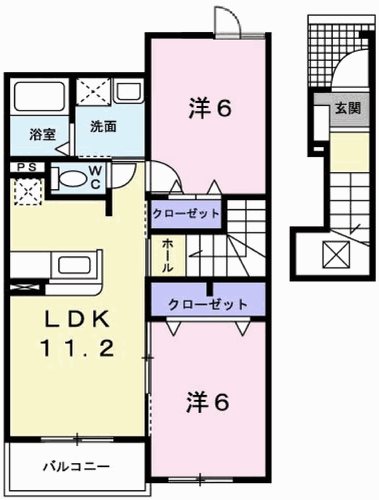 姫路市勝原区山戸のアパートの間取り