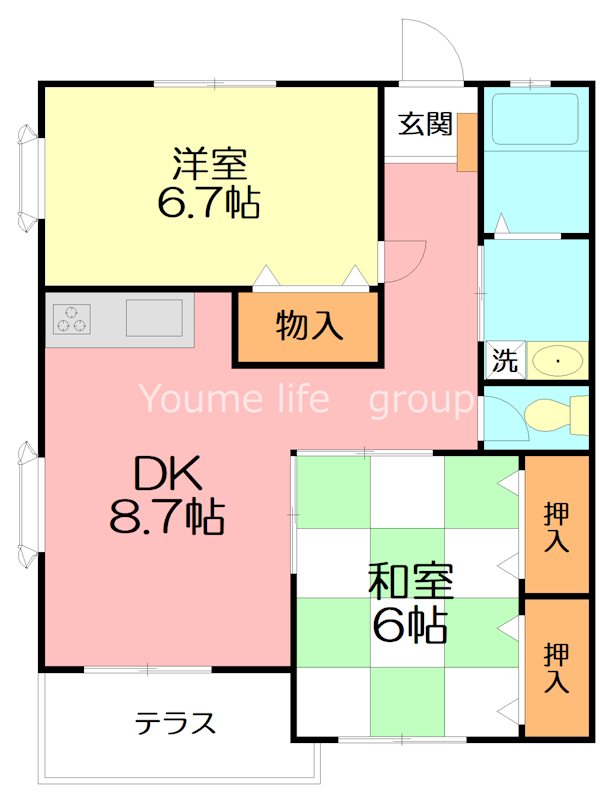 平塚市黒部丘のアパートの間取り