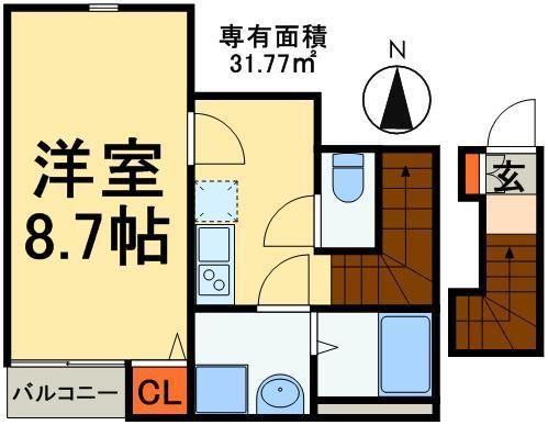 流山市大字西平井のアパートの間取り