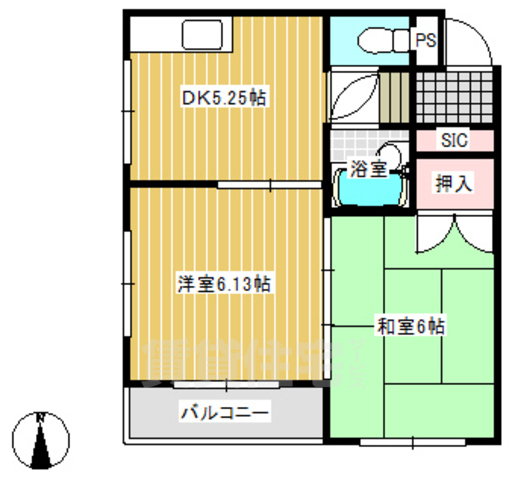 京都市右京区嵯峨天龍寺瀬戸川町のマンションの間取り