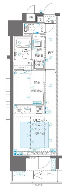 新宿区新宿のマンションの間取り