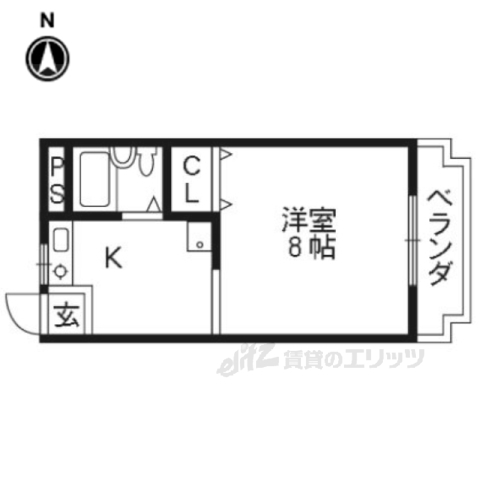 京都市上京区裏風呂町のアパートの間取り