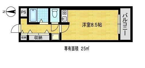 京都市北区衣笠荒見町のマンションの間取り