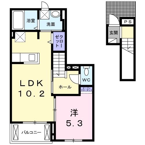 相馬市北飯渕のアパートの間取り