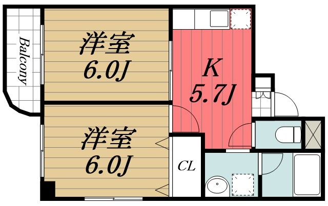 【千葉市中央区弁天のマンションの間取り】