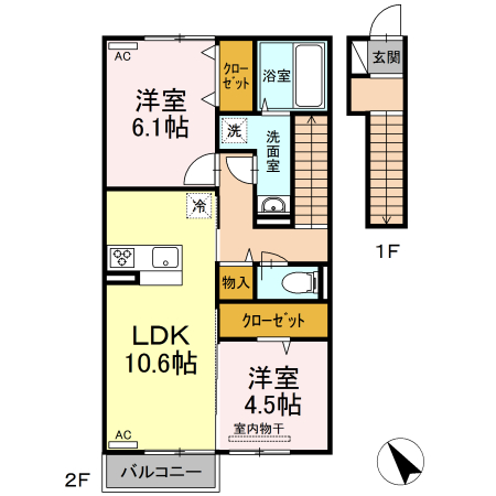 福山市引野町のアパートの間取り