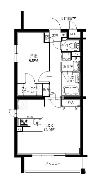 名古屋市昭和区折戸町のマンションの間取り