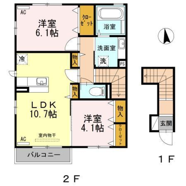 松山市雄郡のアパートの間取り