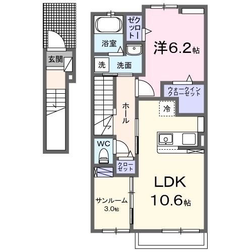 亘理郡亘理町逢隈田沢のアパートの間取り