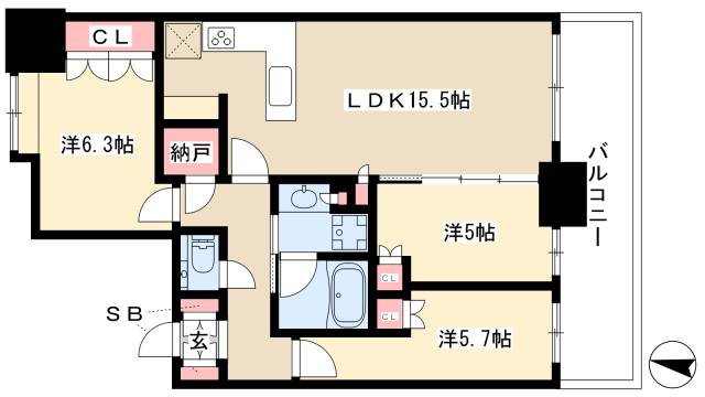 【プラウドタワー名古屋栄の間取り】