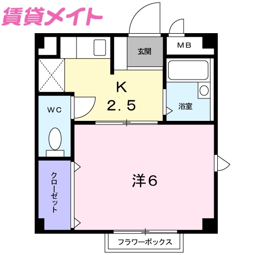 四日市市清水町のアパートの間取り