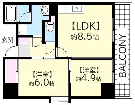 広島市西区東観音町のマンションの間取り