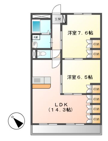 松阪市大黒田町のマンションの間取り