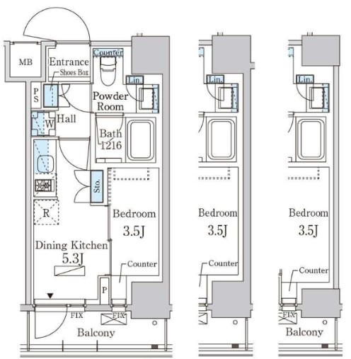 中央区日本橋茅場町のマンションの間取り