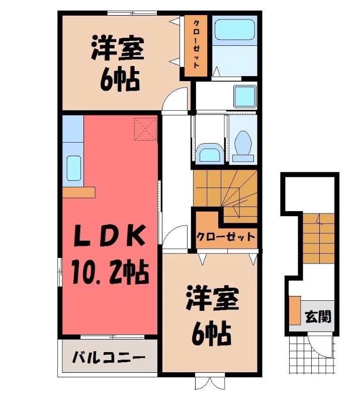 太田市山之神町のアパートの間取り