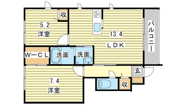 ヴィラ　ラタウィの間取り