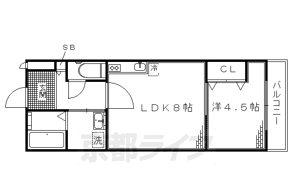 【京都市伏見区西町のマンションの間取り】