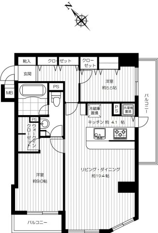 渋谷区東のマンションの間取り