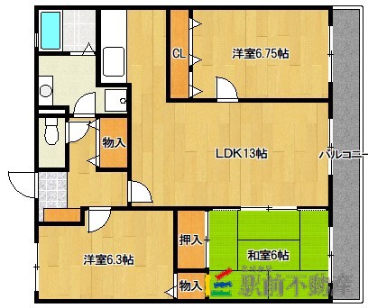 筑紫野市筑紫駅前通のマンションの間取り