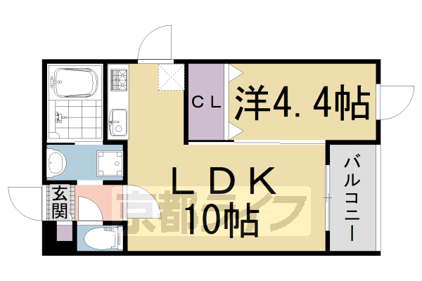 宇治市五ケ庄のマンションの間取り