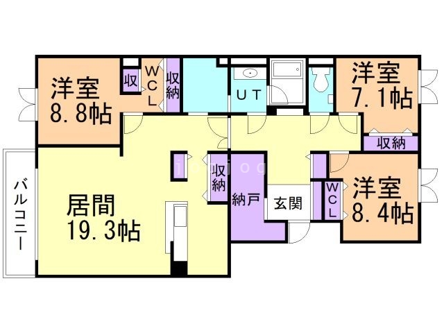 函館市松陰町のマンションの間取り