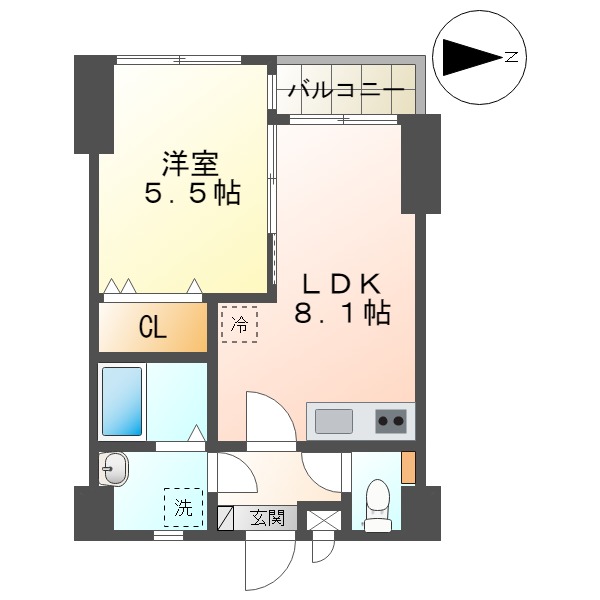 長崎市愛宕のマンションの間取り