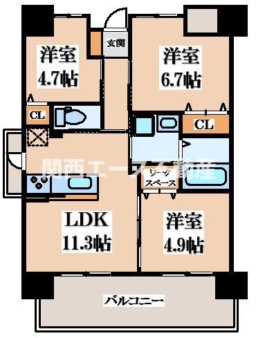 枚方市新町のマンションの間取り