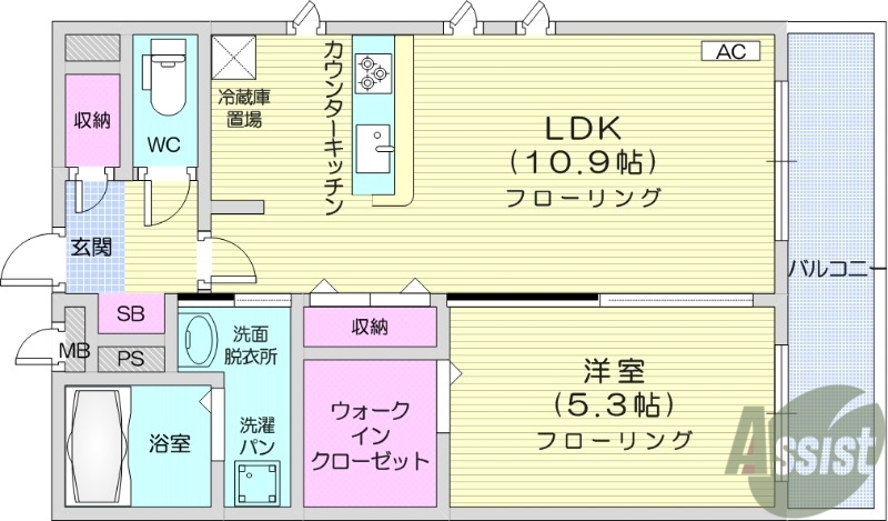 仙台市青葉区立町のマンションの間取り