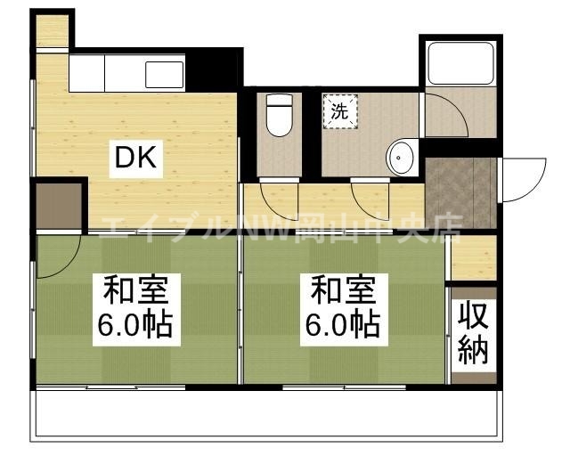 岡山市北区柳町のマンションの間取り