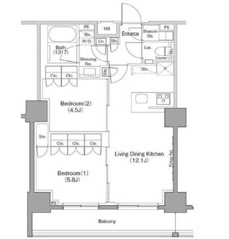 豊島区巣鴨のマンションの間取り