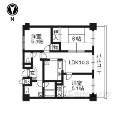 京都市伏見区東浜南町のマンションの間取り