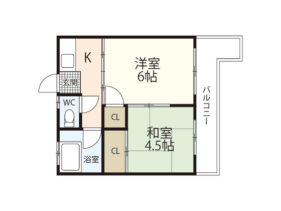 広島市中区江波二本松のマンションの間取り