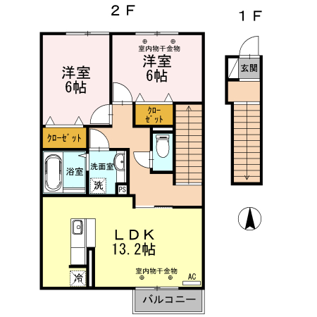 富山市黒崎のアパートの間取り