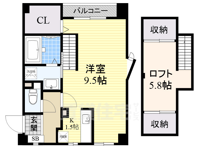 大阪市天王寺区小橋町のマンションの間取り