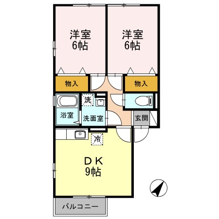 大和市西鶴間のアパートの間取り