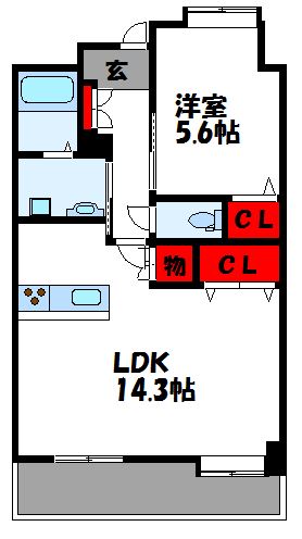 福津市福間駅東のマンションの間取り