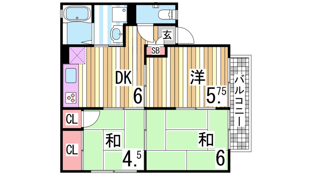 神戸市垂水区清玄町のアパートの間取り